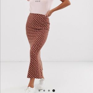 ASOS petite Jersey midi polka dot skirt